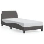 vidaXL Cadru de pat cu tăblie, gri, 90x190 cm, piele ecologică vidaXL Cadru de pat cu tăblie, gri, 90x190 cm, piele ecologică