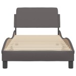 vidaXL Cadru de pat cu tăblie, gri, 90x190 cm, piele ecologică vidaXL Cadru de pat cu tăblie, gri, 90x190 cm, piele ecologică