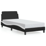 vidaXL Cadru de pat cu tăblie negru și alb 90x190 cm piele artificială