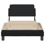 vidaXL Cadru de pat cu tăblie negru și alb 90x190 cm piele artificială