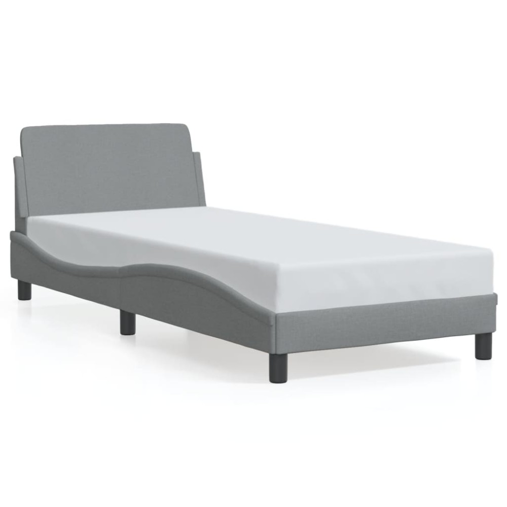 vidaXL Cadru de pat fără saltea, gri deschis, 90x200 cm, textil