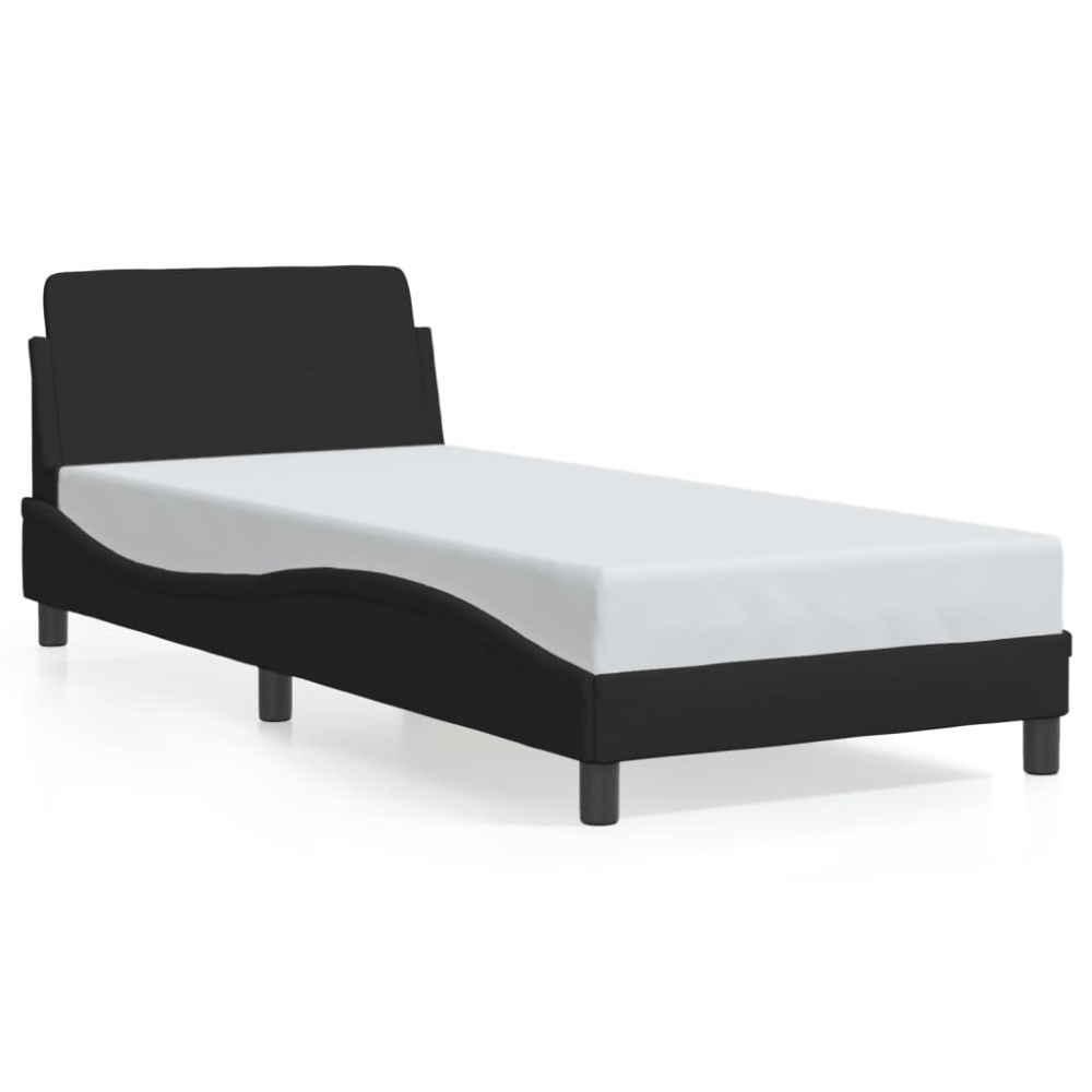 vidaXL Cadru de pat cu tăblie fără saltea, negru, 90x200 cm, textil