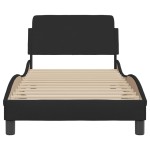 vidaXL Cadru de pat cu tăblie fără saltea, negru, 90x200 cm, textil vidaXL Cadru de pat cu tăblie fără saltea, negru, 90x200 cm, textil
