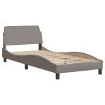 vidaXL Cadru de pat cu tăblie fără saltea, taupe, 90x200 cm, textil
