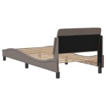 vidaXL Cadru de pat cu tăblie fără saltea, taupe, 90x200 cm, textil