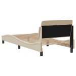 vidaXL Cadru de pat cu tăblie fără saltea, crem, 90x200 cm, textil