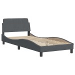 vidaXL Cadru de pat fără saltea, gri închis, 90x200 cm, catifea vidaXL Cadru de pat fără saltea, gri închis, 90x200 cm, catifea