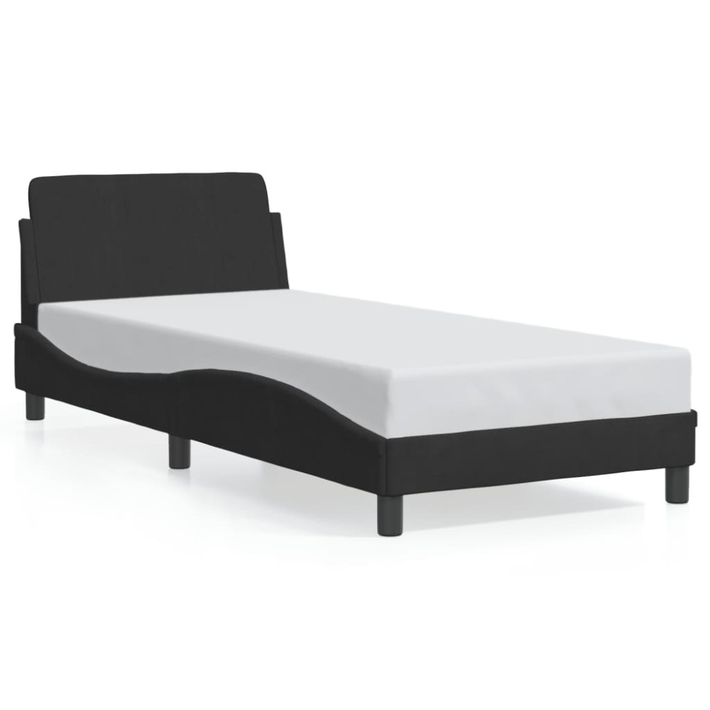vidaXL Cadru de pat cu tăblie fără saltea, negru, 90x200 cm, catifea