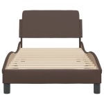 vidaXL Cadru de pat cu tăblie, maro, 90x200 cm, piele ecologică vidaXL Cadru de pat cu tăblie, maro, 90x200 cm, piele ecologică