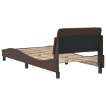 vidaXL Cadru de pat cu tăblie, maro, 90x200 cm, piele ecologică vidaXL Cadru de pat cu tăblie, maro, 90x200 cm, piele ecologică