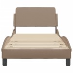 vidaXL Cadru de pat cu tăblie, cappuccino, 90x200 cm, piele ecologică vidaXL Cadru de pat cu tăblie, cappuccino, 90x200 cm, piele ecologică