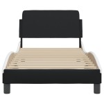vidaXL Cadru de pat cu tăblie, negru și alb, 90x200 cm piele ecologică
