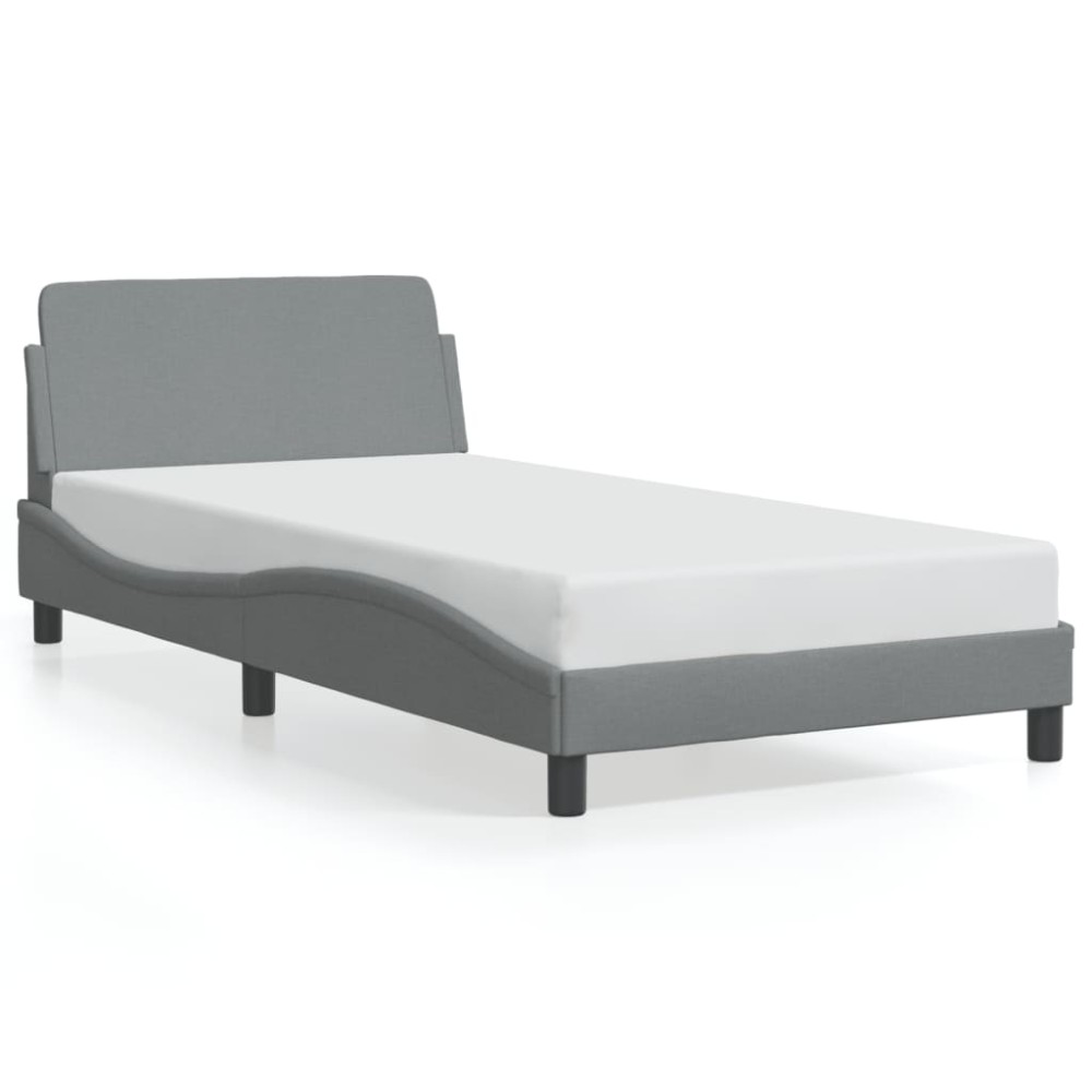 vidaXL Cadru de pat fără saltea, gri deschis, 100x200 cm, textil