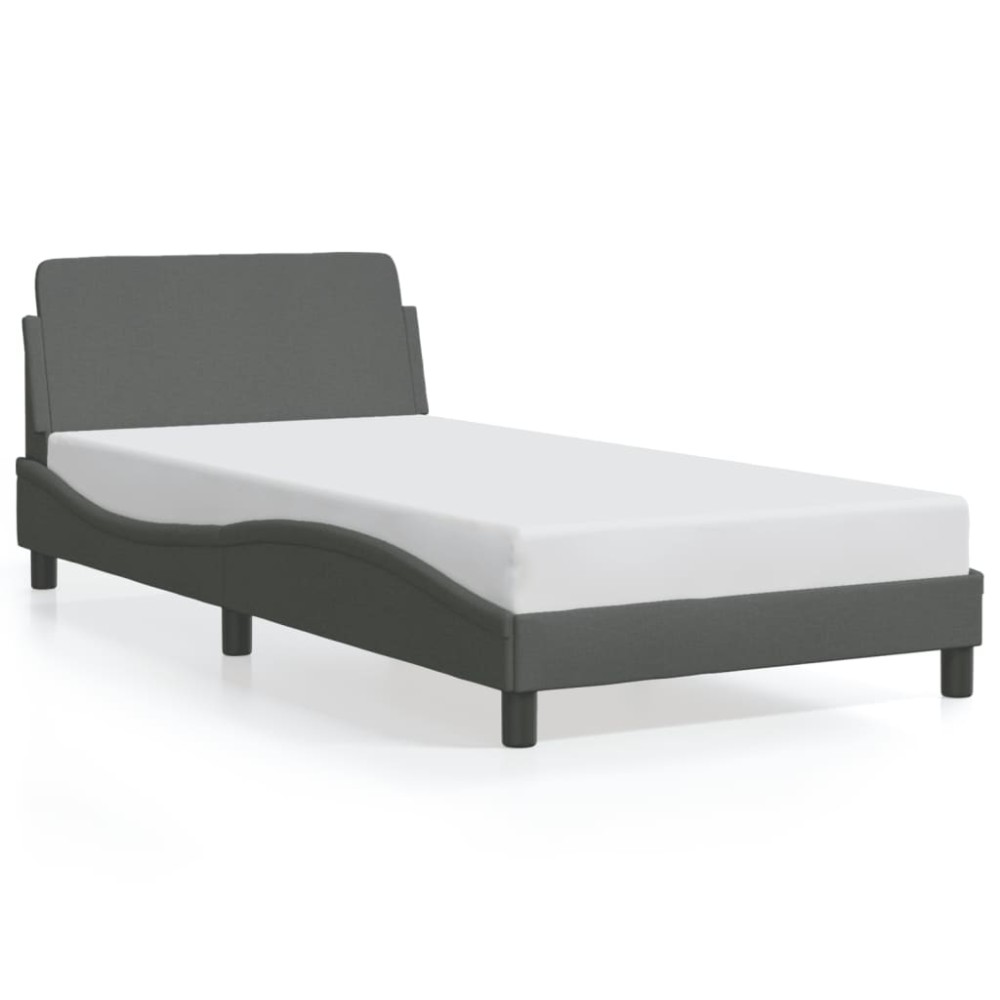 vidaXL Cadru de pat fără saltea, gri închis, 100x200 cm, textil