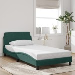 vidaXL Cadru de pat fără saltea, verde închis, 100x200 cm, catifea vidaXL Cadru de pat fără saltea, verde închis, 100x200 cm, catifea