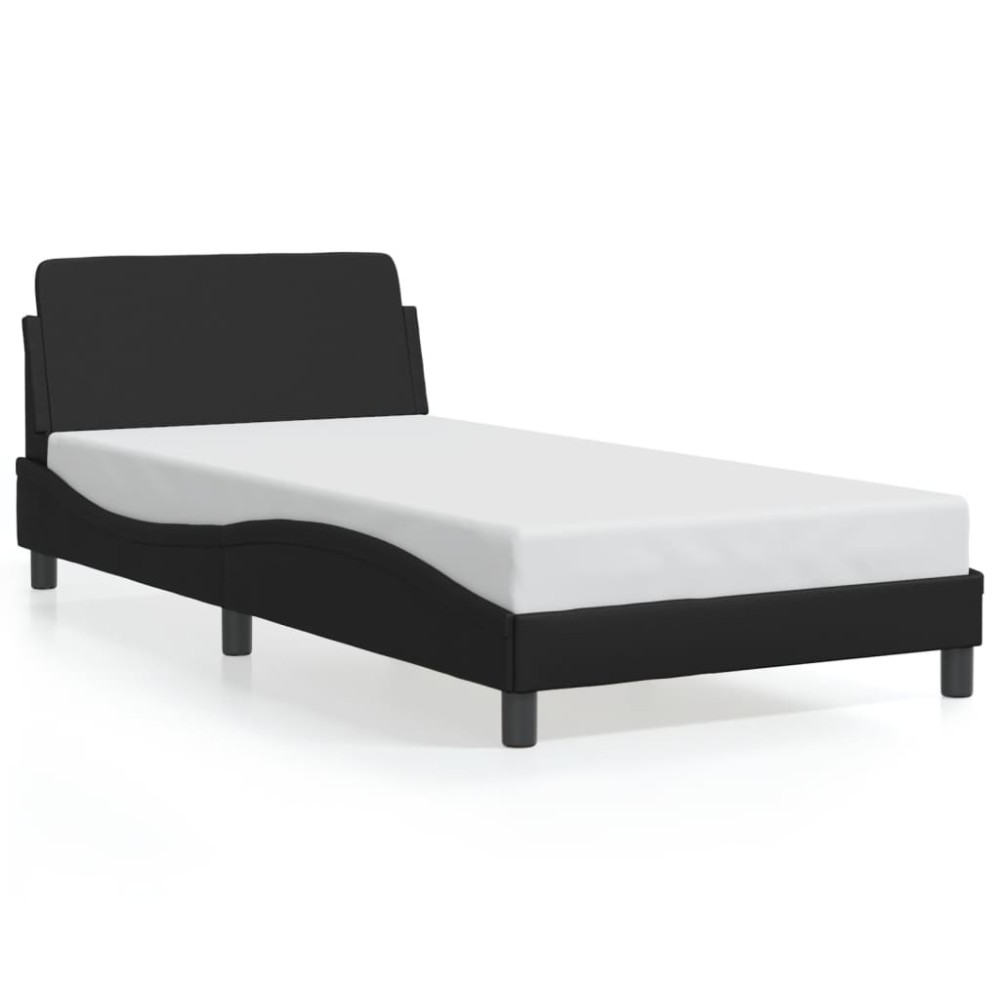 vidaXL Cadru de pat cu tăblie, negru, 100x200 cm, piele ecologică