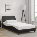 vidaXL Cadru de pat cu tăblie, negru, 100x200 cm, piele ecologică vidaXL Cadru de pat cu tăblie, negru, 100x200 cm, piele ecologică