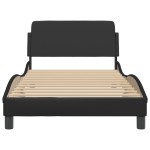 vidaXL Cadru de pat cu tăblie, negru, 100x200 cm, piele ecologică vidaXL Cadru de pat cu tăblie, negru, 100x200 cm, piele ecologică