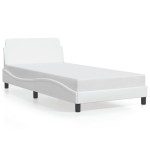 vidaXL Cadru de pat cu tăblie, alb, 100x200 cm, piele ecologică vidaXL Cadru de pat cu tăblie, alb, 100x200 cm, piele ecologică