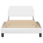 vidaXL Cadru de pat cu tăblie, alb, 100x200 cm, piele ecologică vidaXL Cadru de pat cu tăblie, alb, 100x200 cm, piele ecologică