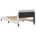 vidaXL Cadru de pat cu tăblie, alb, 100x200 cm, piele ecologică vidaXL Cadru de pat cu tăblie, alb, 100x200 cm, piele ecologică