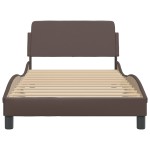 vidaXL Cadru de pat cu tăblie, maro, 100x200 cm, piele ecologică vidaXL Cadru de pat cu tăblie, maro, 100x200 cm, piele ecologică