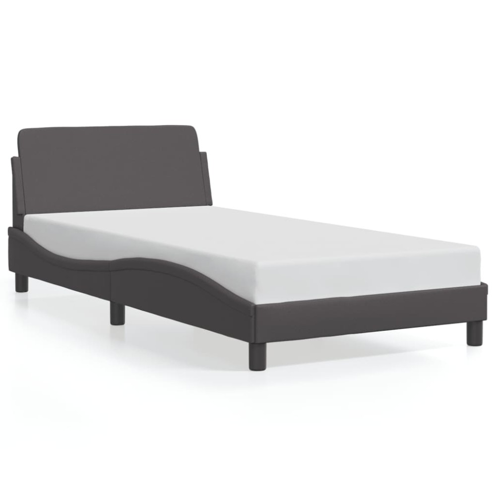 vidaXL Cadru de pat cu tăblie, gri, 100x200 cm, piele ecologică