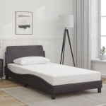 vidaXL Cadru de pat cu tăblie, gri, 100x200 cm, piele ecologică vidaXL Cadru de pat cu tăblie, gri, 100x200 cm, piele ecologică