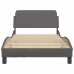 vidaXL Cadru de pat cu tăblie, gri, 100x200 cm, piele ecologică vidaXL Cadru de pat cu tăblie, gri, 100x200 cm, piele ecologică