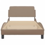 vidaXL Cadru de pat cu tăblie, cappuccino, 100x200 cm, piele ecologică vidaXL Cadru de pat cu tăblie, cappuccino, 100x200 cm, piele ecologică