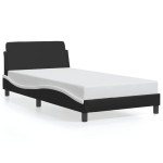 vidaXL Cadru de pat cu tăblie negru și alb 100x200cm piele artificială vidaXL Cadru de pat cu tăblie negru și alb 100x200cm piele artificială