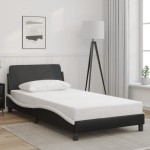 vidaXL Cadru de pat cu tăblie negru și alb 100x200cm piele artificială vidaXL Cadru de pat cu tăblie negru și alb 100x200cm piele artificială