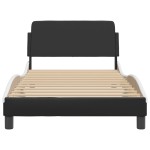 vidaXL Cadru de pat cu tăblie negru și alb 100x200cm piele artificială vidaXL Cadru de pat cu tăblie negru și alb 100x200cm piele artificială