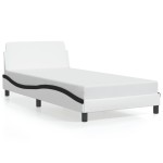 vidaXL Cadru de pat cu tăblie alb și negru 100x200cm piele artificială
