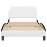 vidaXL Cadru de pat cu tăblie alb și negru 100x200cm piele artificială