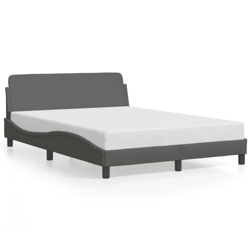 vidaXL Cadru de pat fără saltea, gri închis, 120x200 cm, textil