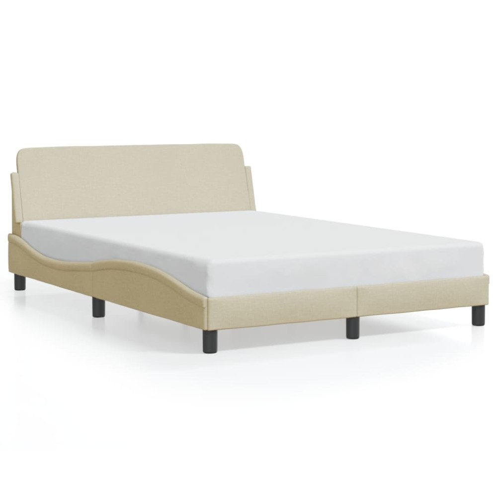 vidaXL Cadru de pat fără saltea, crem, 120x200 cm, textil