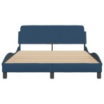 vidaXL Cadru de pat cu tăblie fără saltea, albastru, 120x200cm, textil