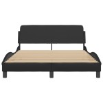 vidaXL Cadru de pat cu tăblie, negru, 120x200 cm, piele ecologică vidaXL Cadru de pat cu tăblie, negru, 120x200 cm, piele ecologică
