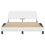 vidaXL Cadru de pat cu tăblie, alb, 120x200 cm, piele ecologică vidaXL Cadru de pat cu tăblie, alb, 120x200 cm, piele ecologică