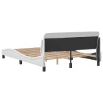 vidaXL Cadru de pat cu tăblie, alb, 120x200 cm, piele ecologică vidaXL Cadru de pat cu tăblie, alb, 120x200 cm, piele ecologică