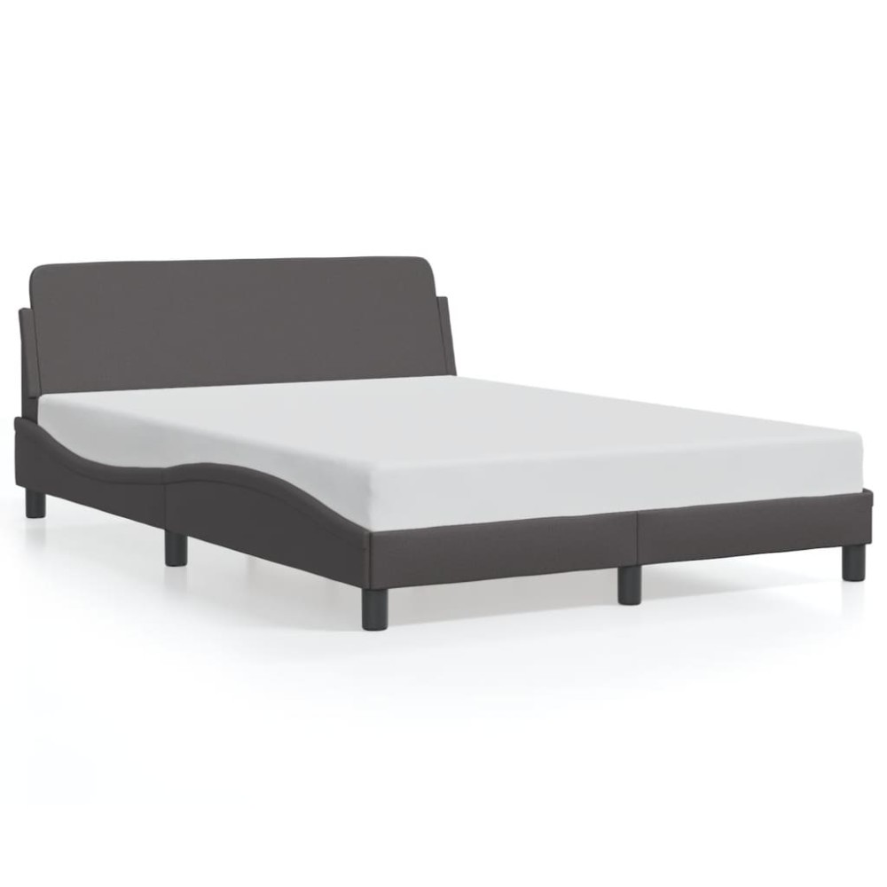 vidaXL Cadru de pat cu tăblie, gri, 120x200 cm, piele ecologică
