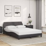 vidaXL Cadru de pat cu tăblie, gri, 120x200 cm, piele ecologică vidaXL Cadru de pat cu tăblie, gri, 120x200 cm, piele ecologică