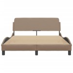 vidaXL Cadru de pat cu tăblie, cappuccino, 120x200 cm, piele ecologică vidaXL Cadru de pat cu tăblie, cappuccino, 120x200 cm, piele ecologică
