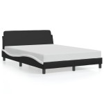 vidaXL Cadru de pat cu tăblie, negru/alb, 120x200 cm, piele ecologică vidaXL Cadru de pat cu tăblie, negru/alb, 120x200 cm, piele ecologică