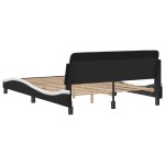 vidaXL Cadru de pat cu tăblie, negru/alb, 120x200 cm, piele ecologică vidaXL Cadru de pat cu tăblie, negru/alb, 120x200 cm, piele ecologică