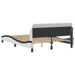vidaXL Cadru de pat cu tăblie, alb/negru, 120x200 cm, piele ecologică vidaXL Cadru de pat cu tăblie, alb/negru, 120x200 cm, piele ecologică