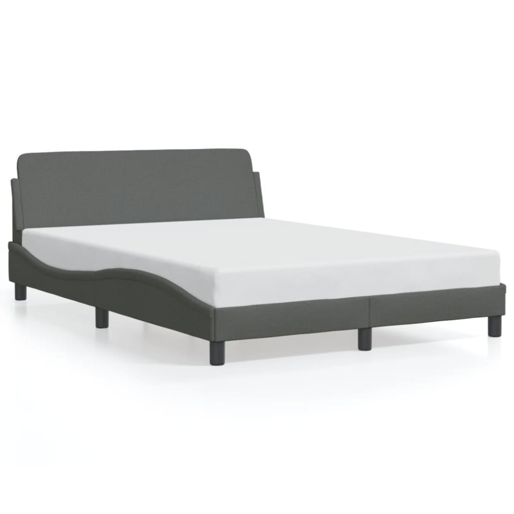 vidaXL Cadru de pat fără saltea, gri închis, 140x190 cm, textil