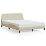 vidaXL Cadru de pat fără saltea, crem, 140x190 cm, textil