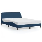 vidaXL Cadru de pat cu tăblie fără saltea, albastru, 140x190cm, textil